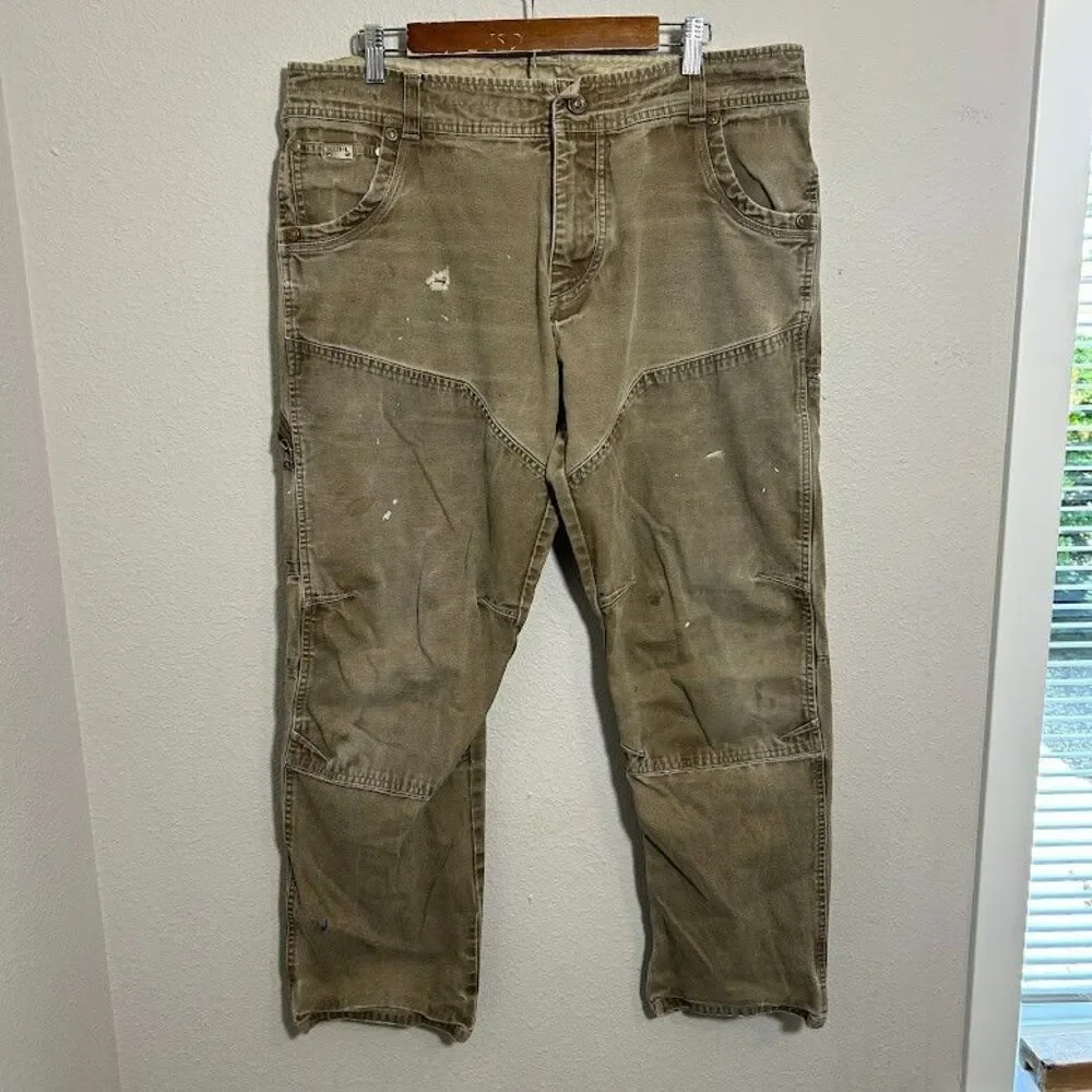 KUHL The Law Pants Mens 38x32 Heavyweight Canvas Distressed Rugged Patina Dye